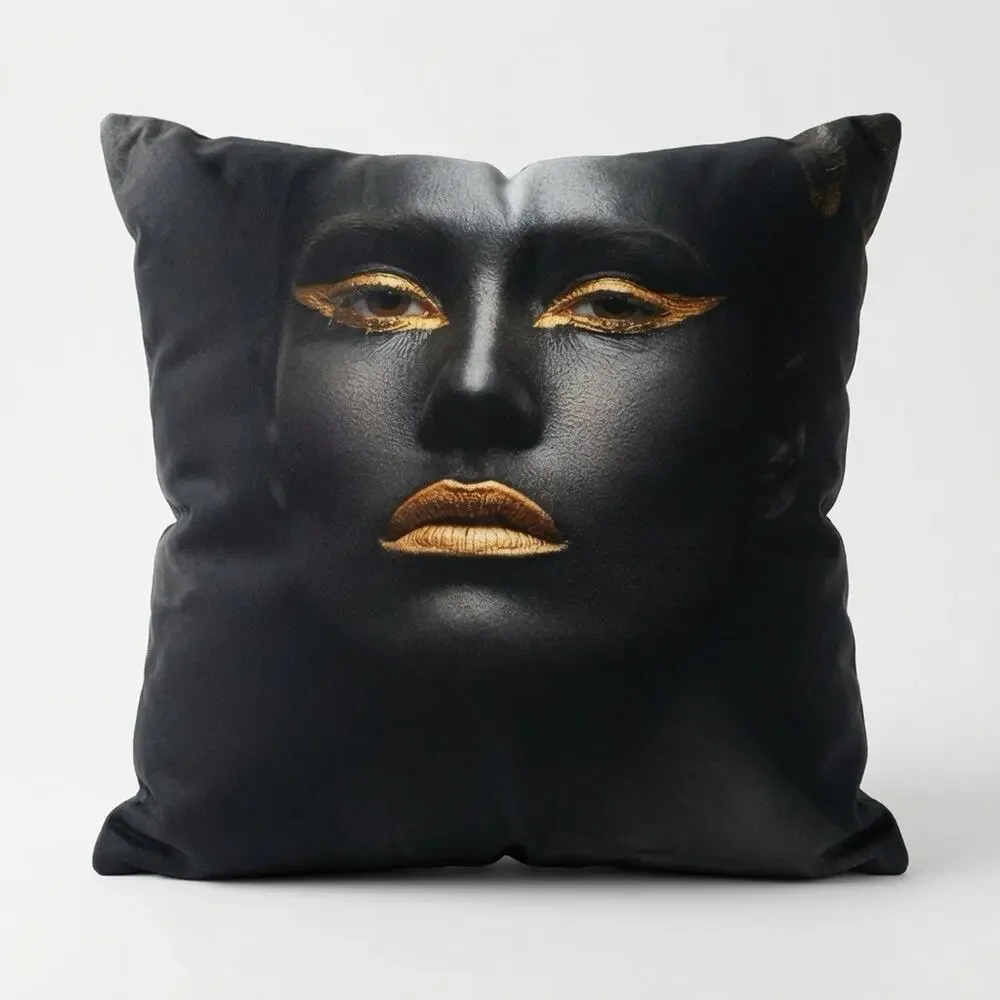 Black Gold African Woman Throw Pillow Case Cover Modern Glam Cushion Art Decor
